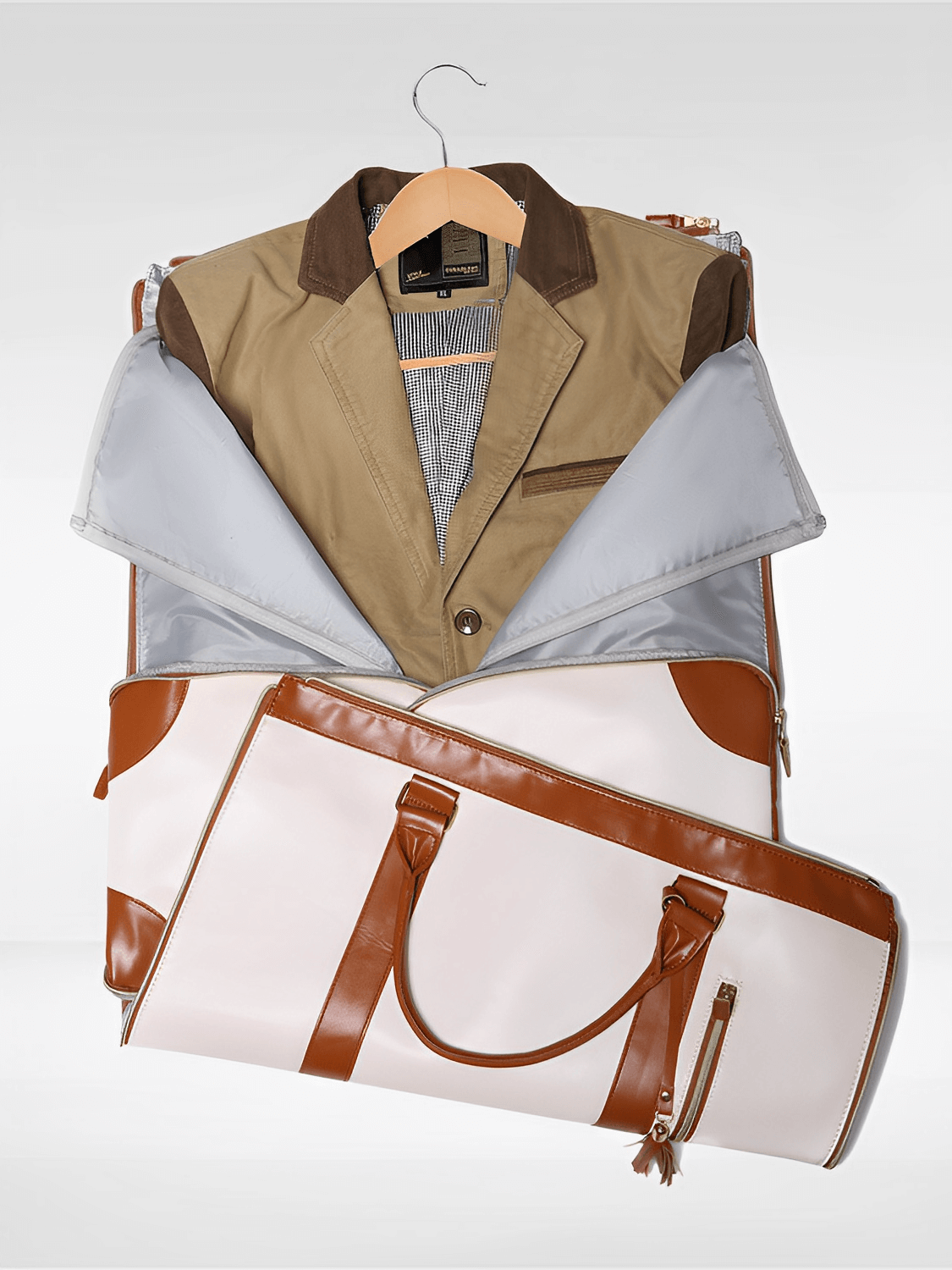 Foldable Women’s PU Leather Travel Bag with Multifunction Storage – Angela