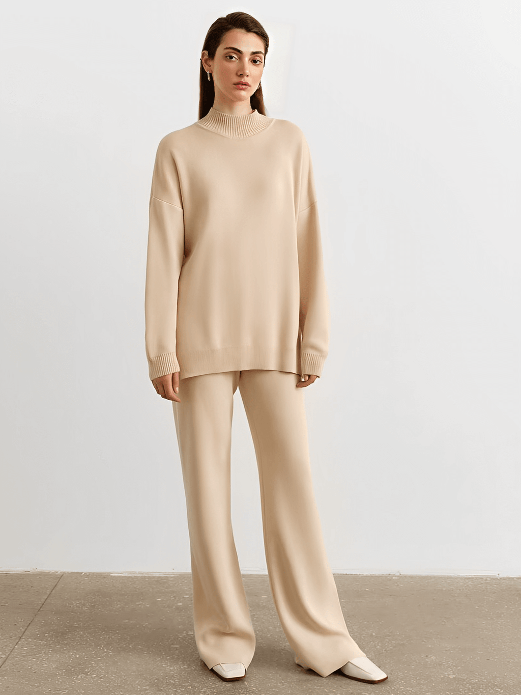High-Neck Mullet Sweater Set with High-Waist Pants – Manuela