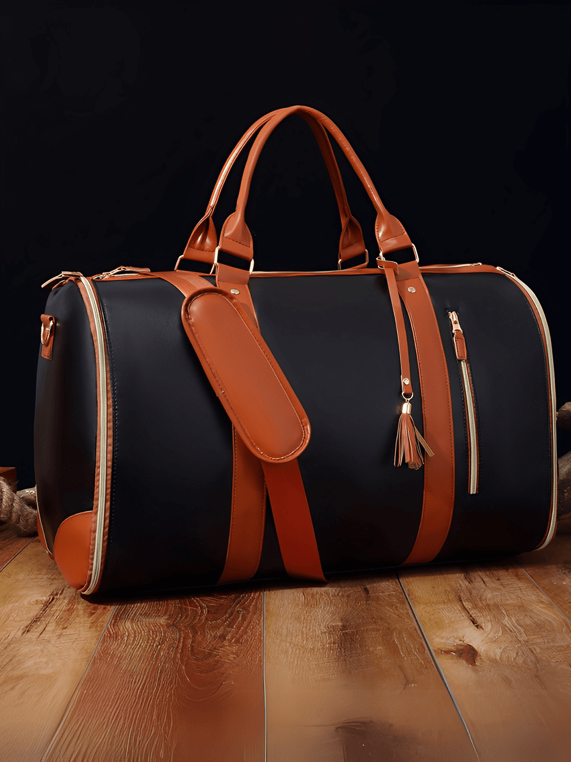 Foldable Women’s PU Leather Travel Bag with Multifunction Storage – Angela