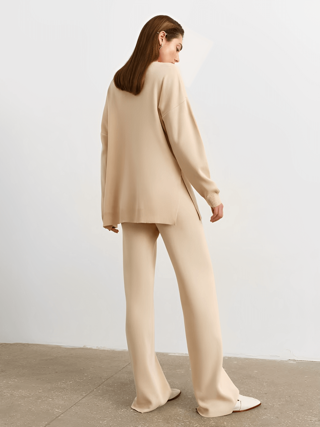 High-Neck Mullet Sweater Set with High-Waist Pants – Manuela