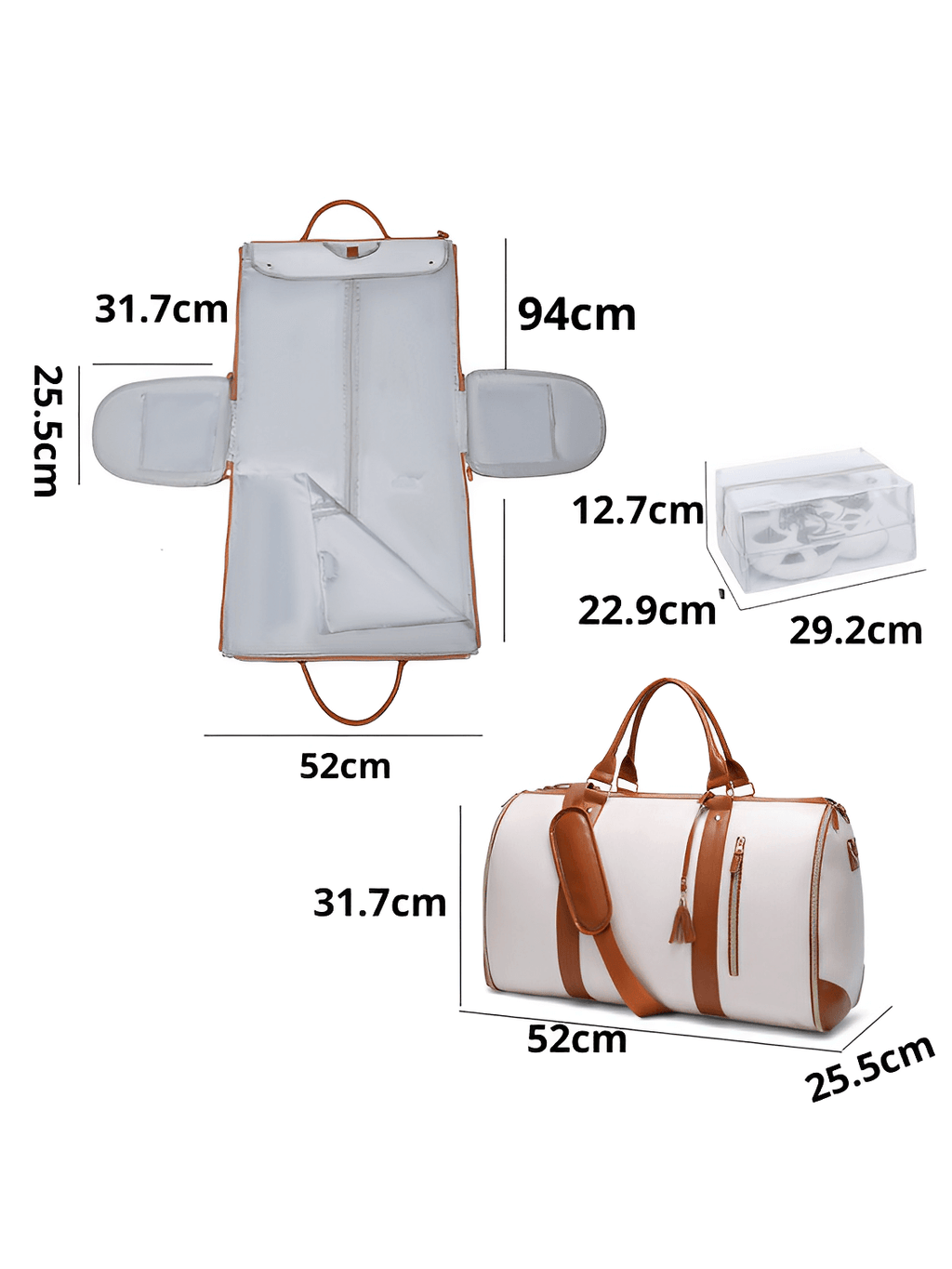 Foldable Women’s PU Leather Travel Bag with Multifunction Storage – Angela