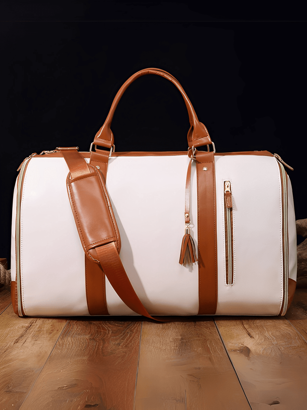 Foldable Women’s PU Leather Travel Bag with Multifunction Storage – Angela