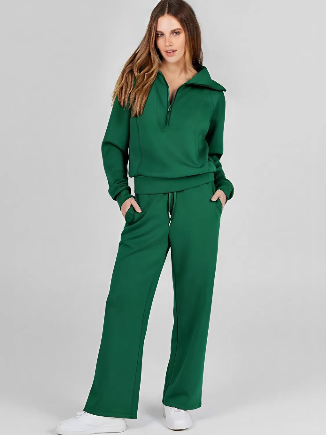 High-Neck Sweater and Adjustable Wide-Leg Pants Set – Alessandra
