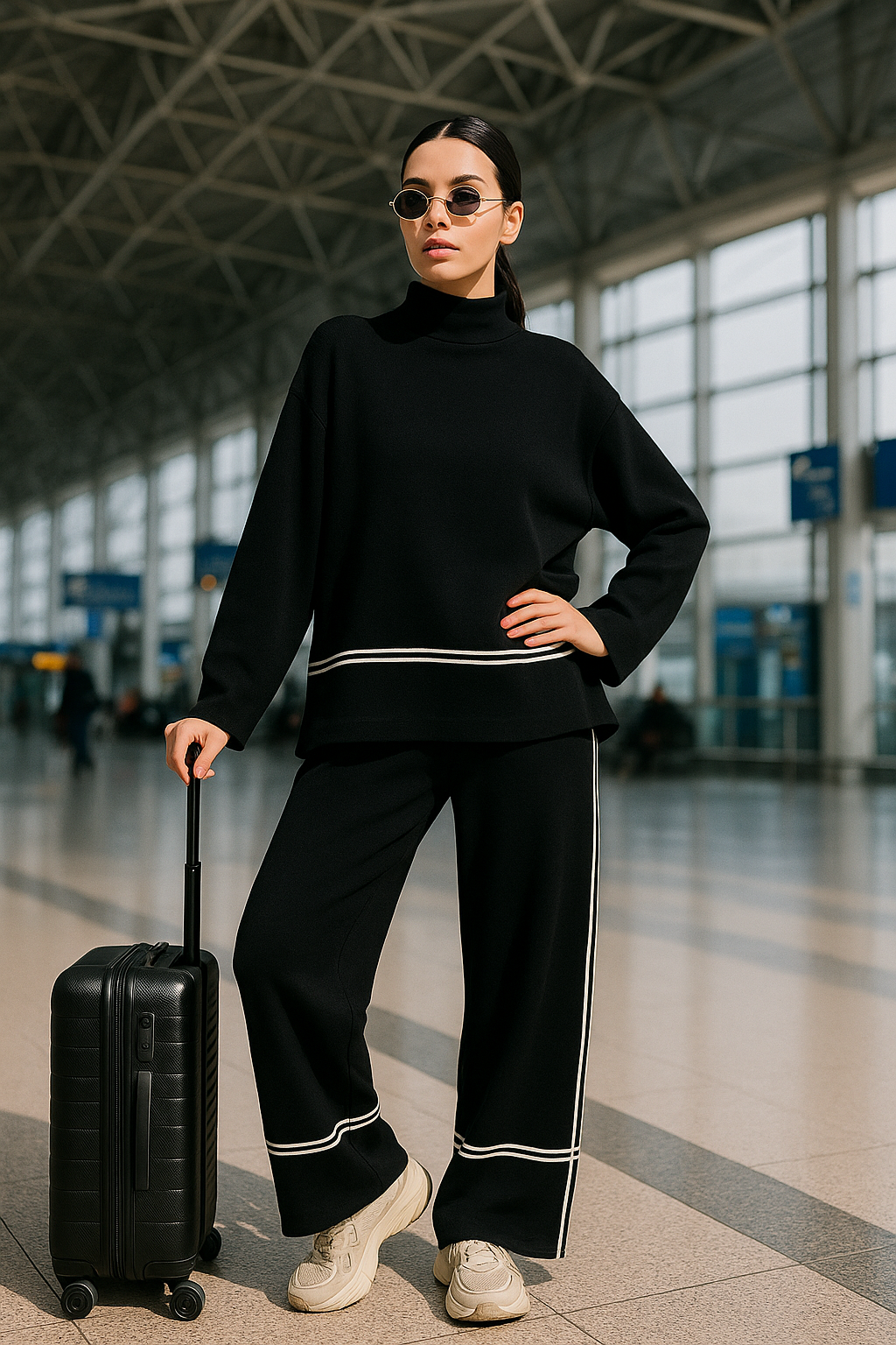 Kim Knit Set with High-Neck Mullet Sweater and Premium Comfort Pants