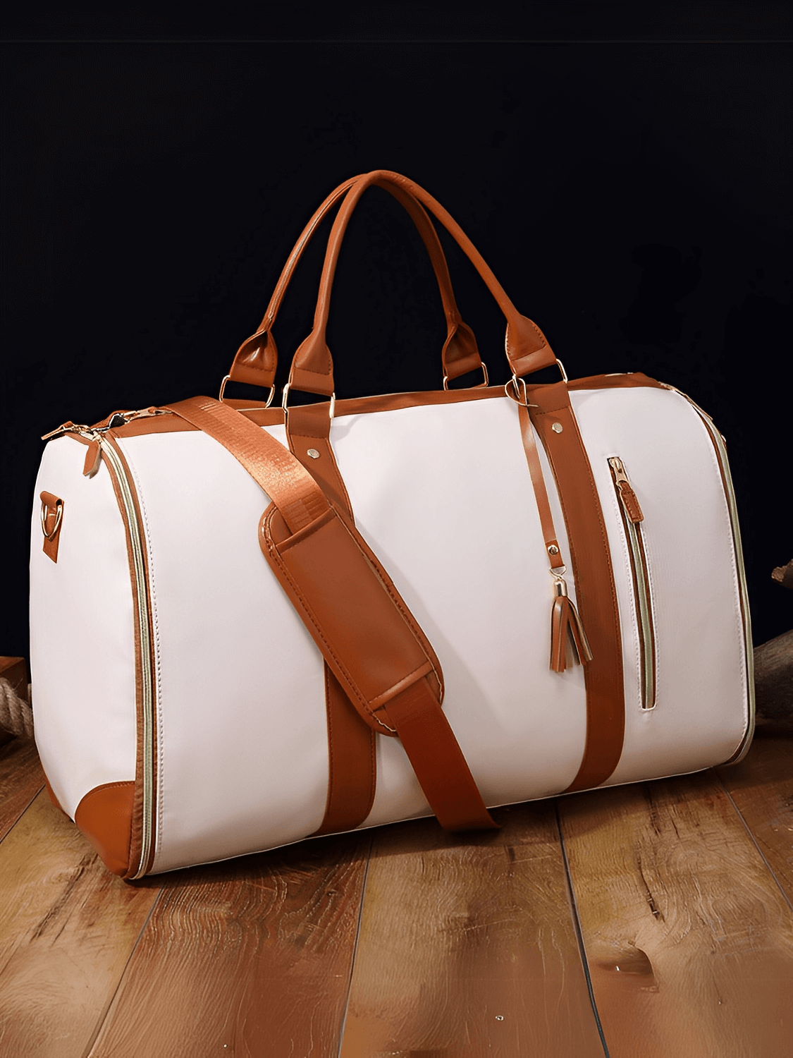 Foldable Women’s PU Leather Travel Bag with Multifunction Storage – Angela