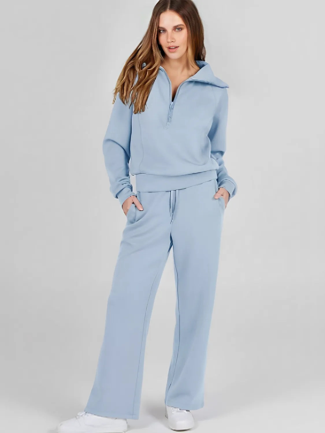 High-Neck Sweater and Adjustable Wide-Leg Pants Set – Alessandra