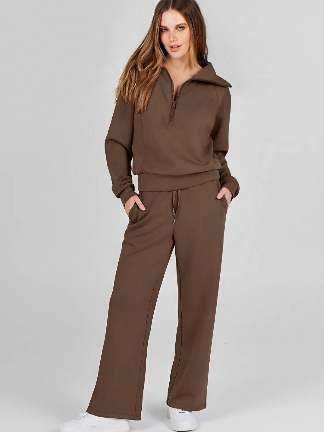 High-Neck Sweater and Adjustable Wide-Leg Pants Set – Alessandra