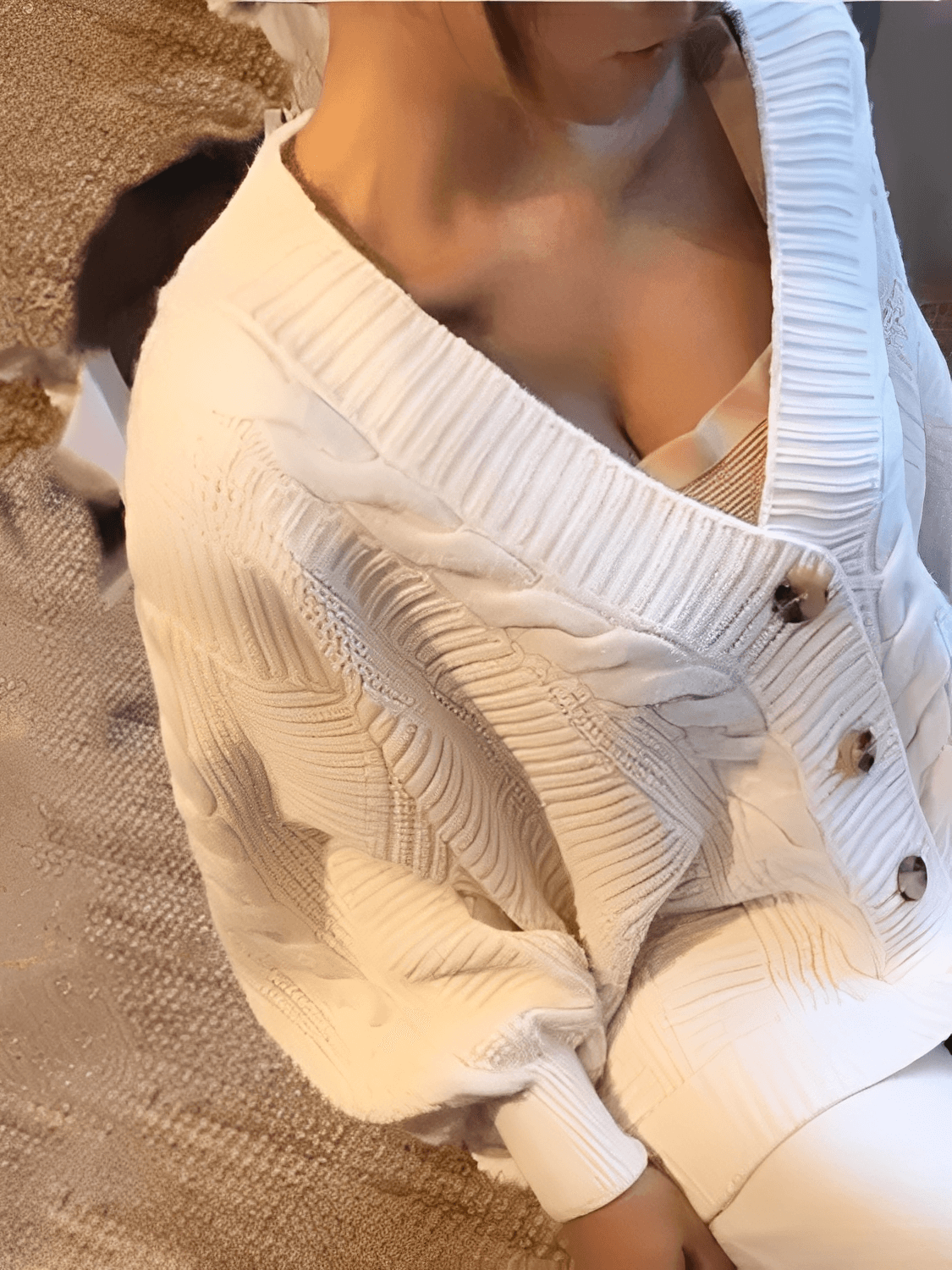 Knit Set with Oversized V-Neck Cardigan and Pencil Pants – Liana