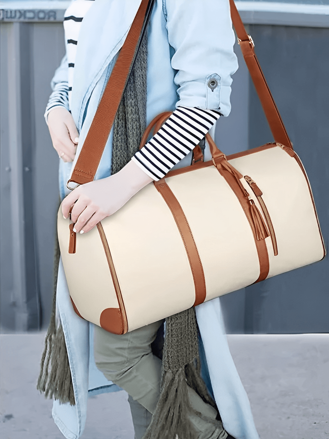 Foldable Women’s PU Leather Travel Bag with Multifunction Storage – Angela