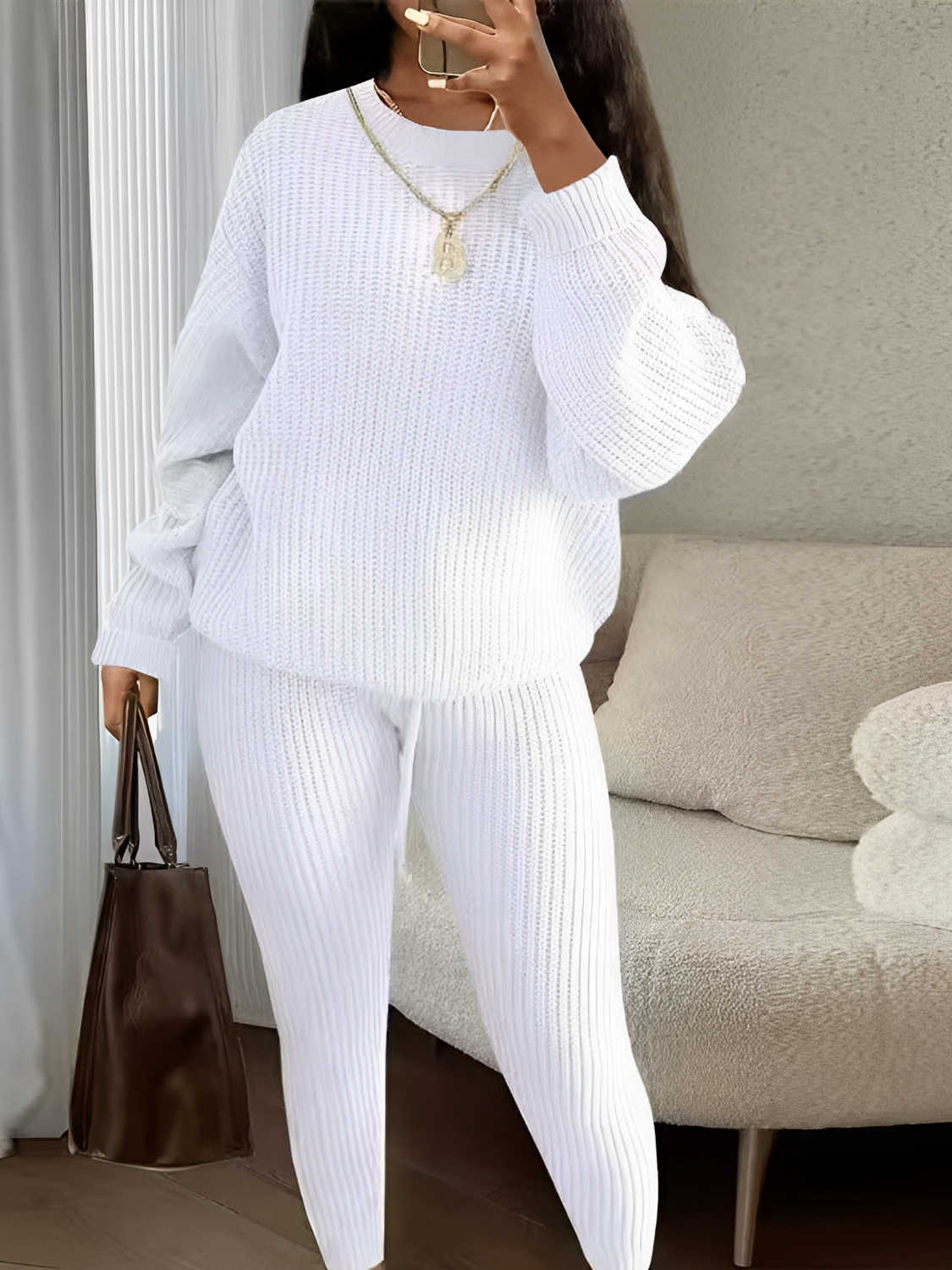 Knit Set with Oversized Sweater and Adjustable Legging – Ranya