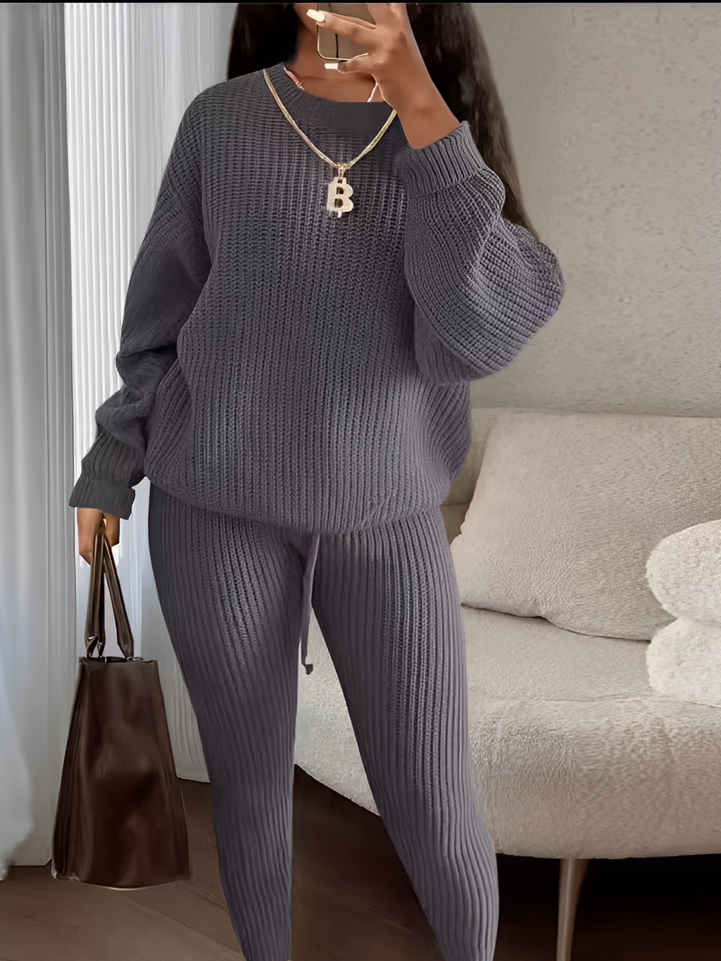 Knit Set with Oversized Sweater and Adjustable Legging – Ranya