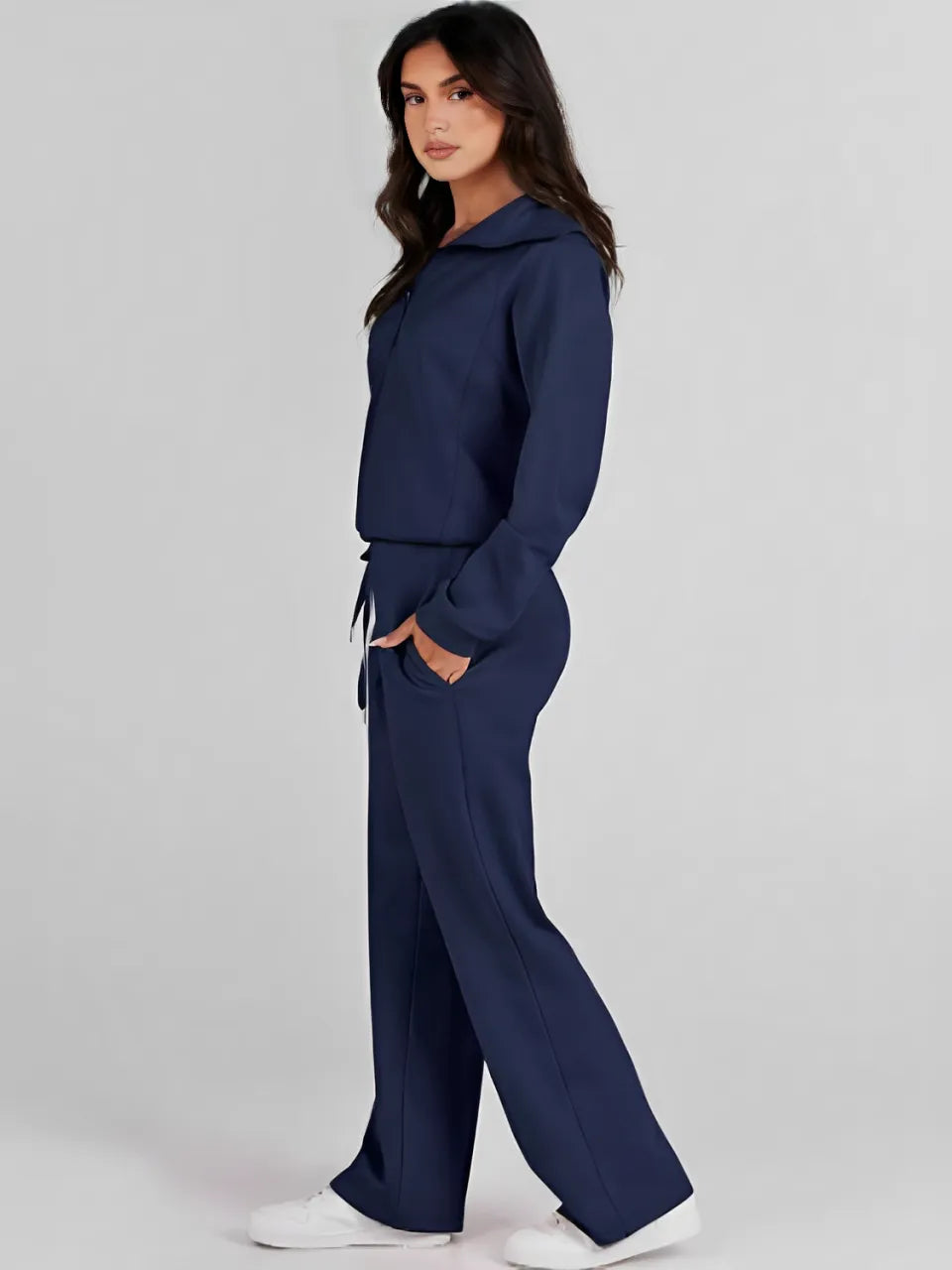 High-Neck Sweater and Adjustable Wide-Leg Pants Set – Alessandra