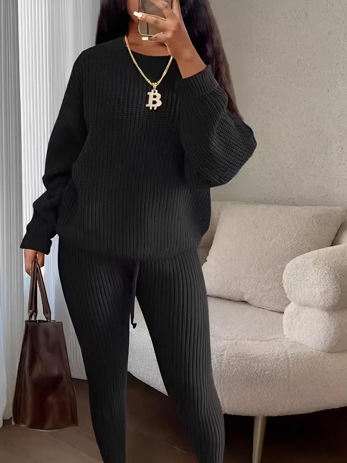 Knit Set with Oversized Sweater and Adjustable Legging – Ranya