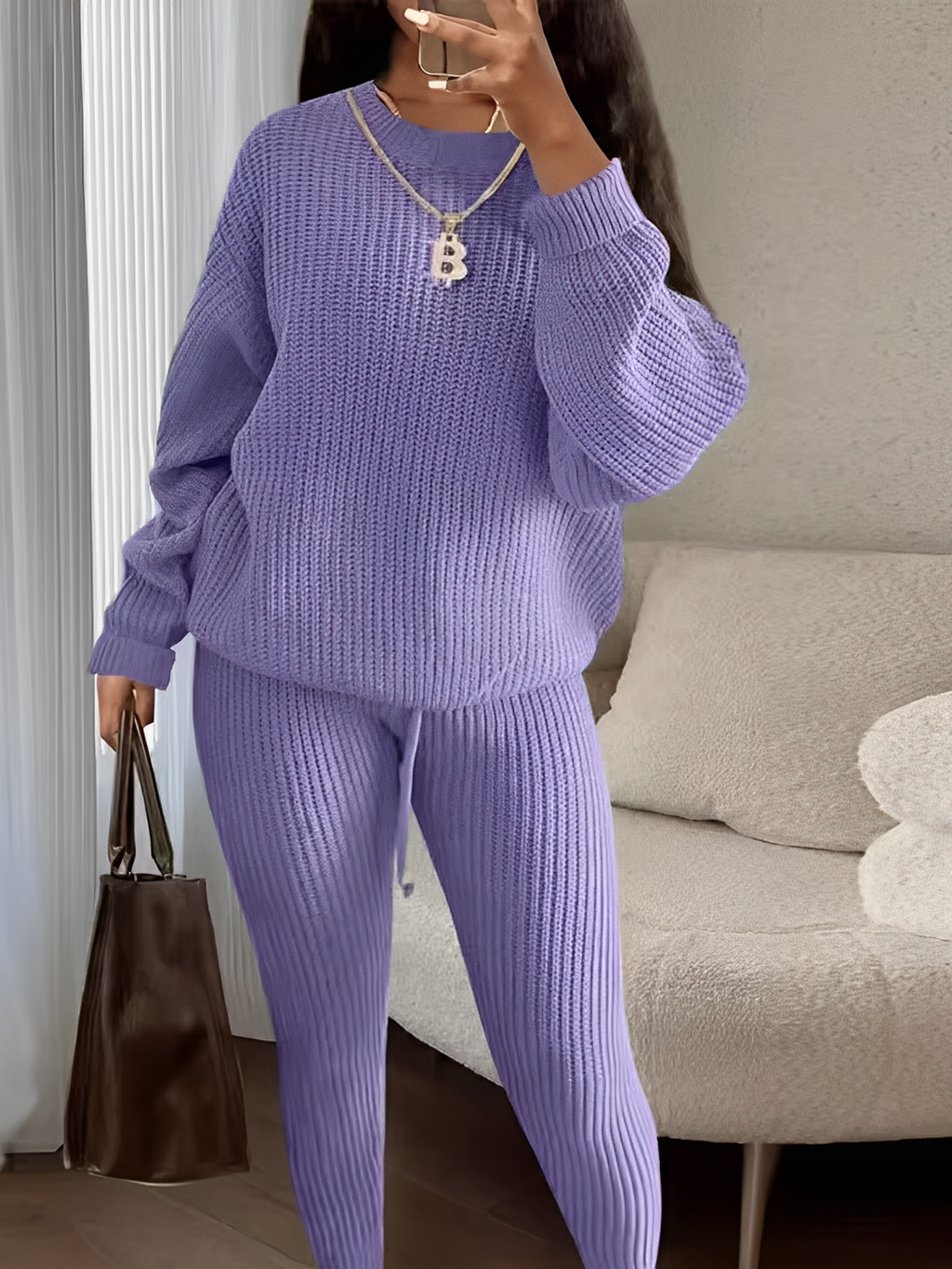 Knit Set with Oversized Sweater and Adjustable Legging – Ranya