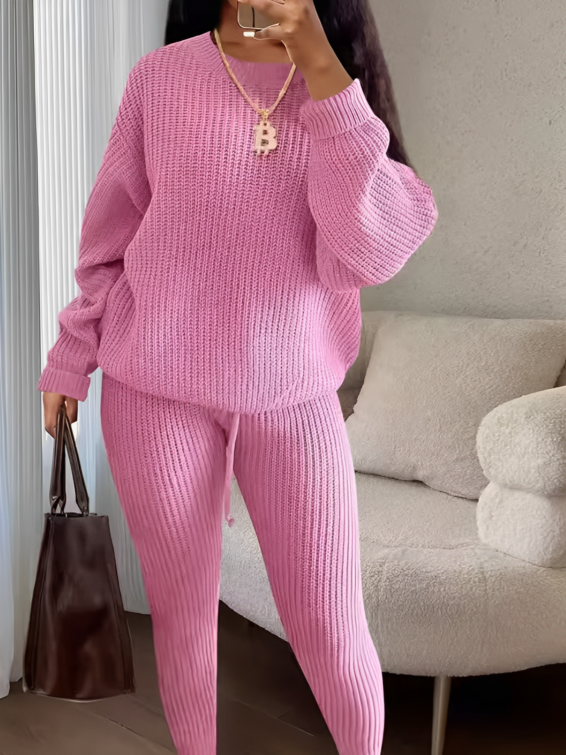 Knit Set with Oversized Sweater and Adjustable Legging – Ranya