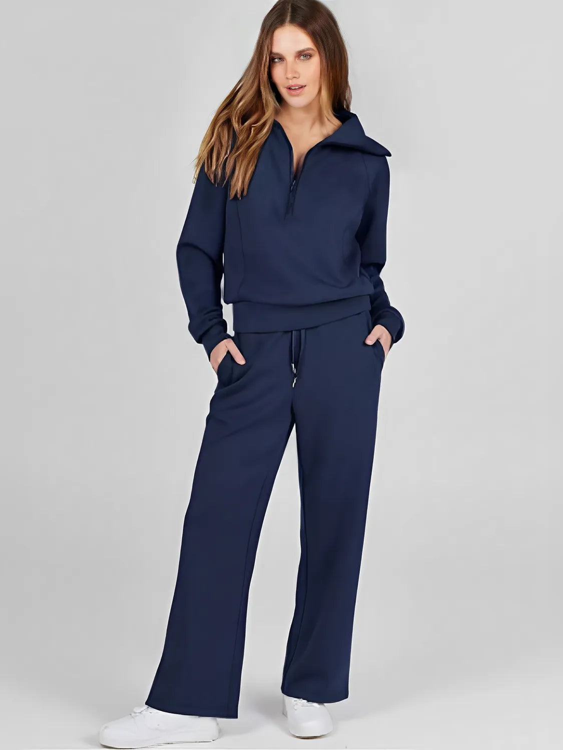 High-Neck Sweater and Adjustable Wide-Leg Pants Set – Alessandra