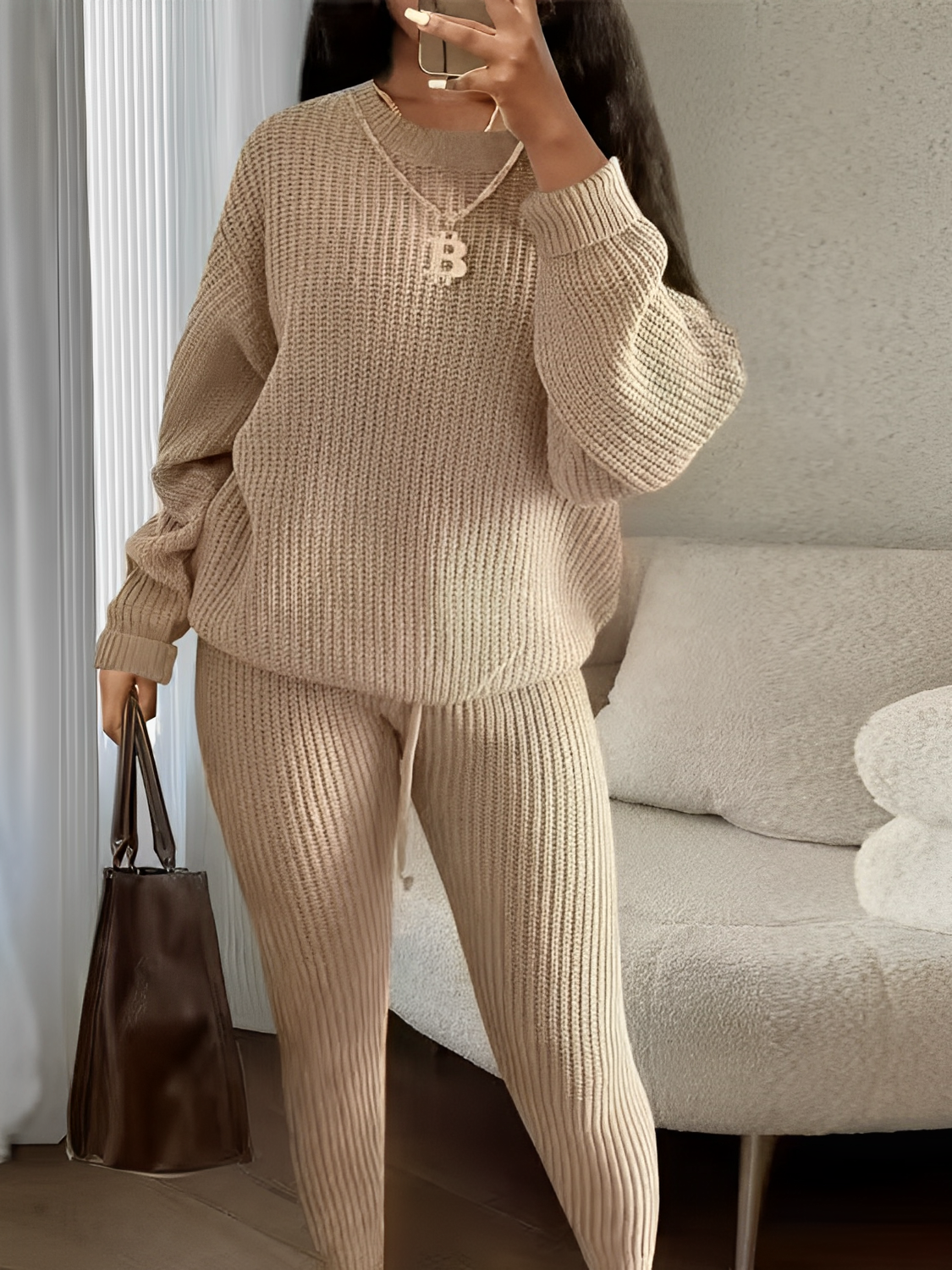 Knit Set with Oversized Sweater and Adjustable Legging – Ranya