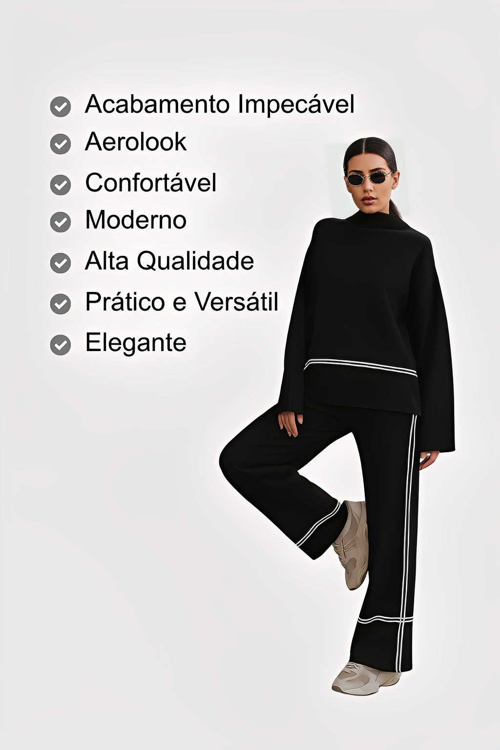 Kim Knit Set with High-Neck Mullet Sweater and Premium Comfort Pants