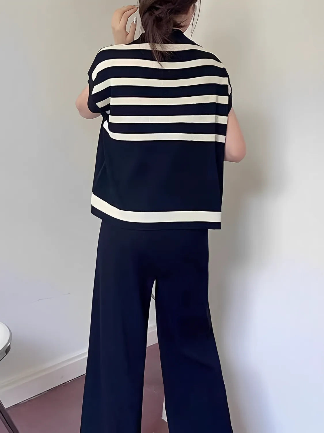 Viscose Set with Batwing Sleeve Blouse and Elastic Pants – Alessia