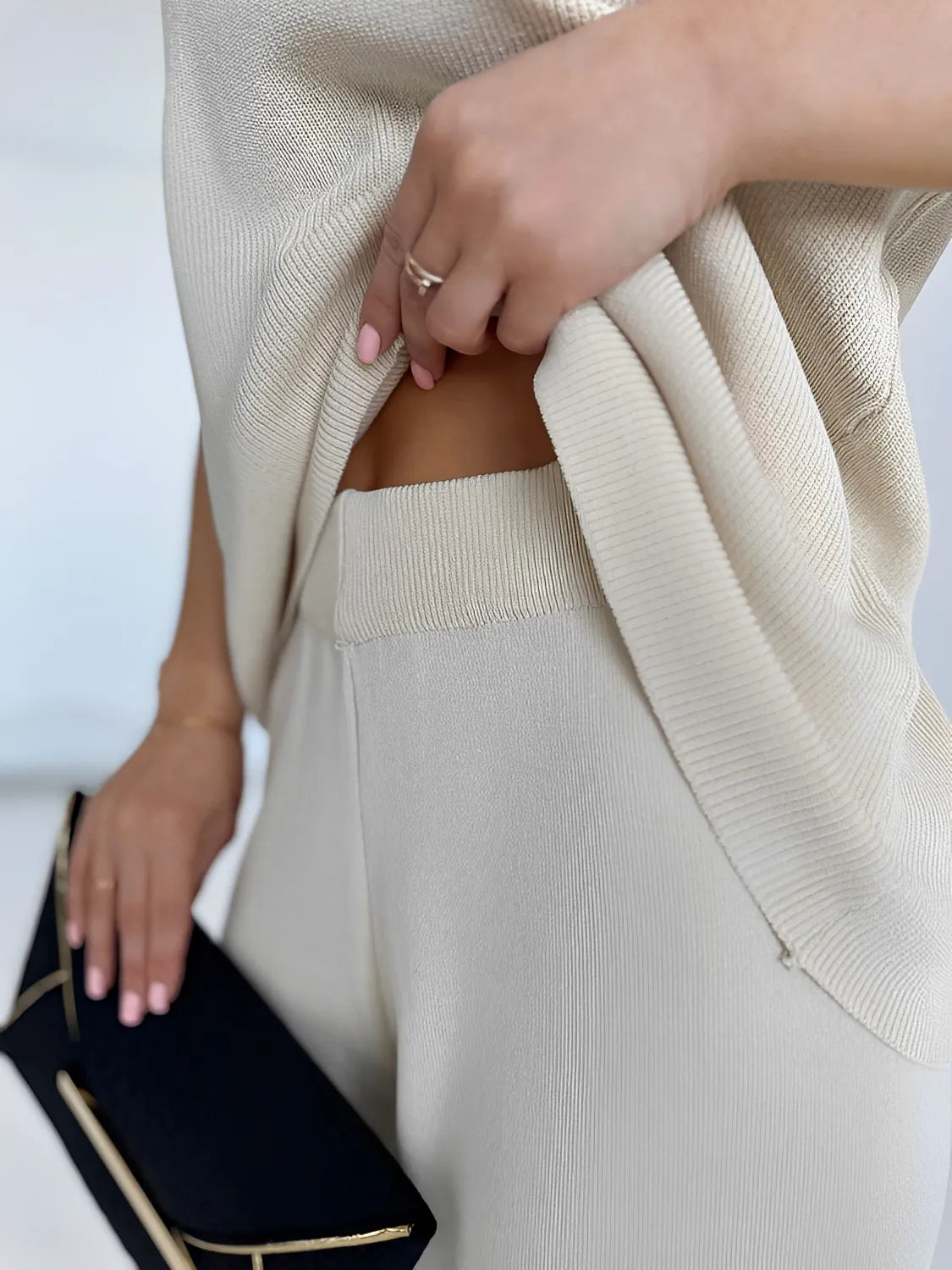 Striped Viscose Set with Short-Sleeve Blouse and Loose Pants – Emilia