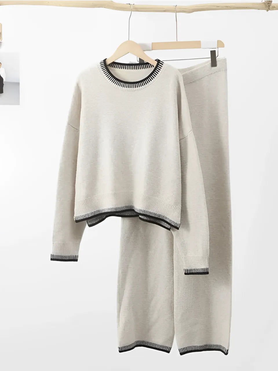 Women’s Sweater and Pants Set with Crochet Details – Iris