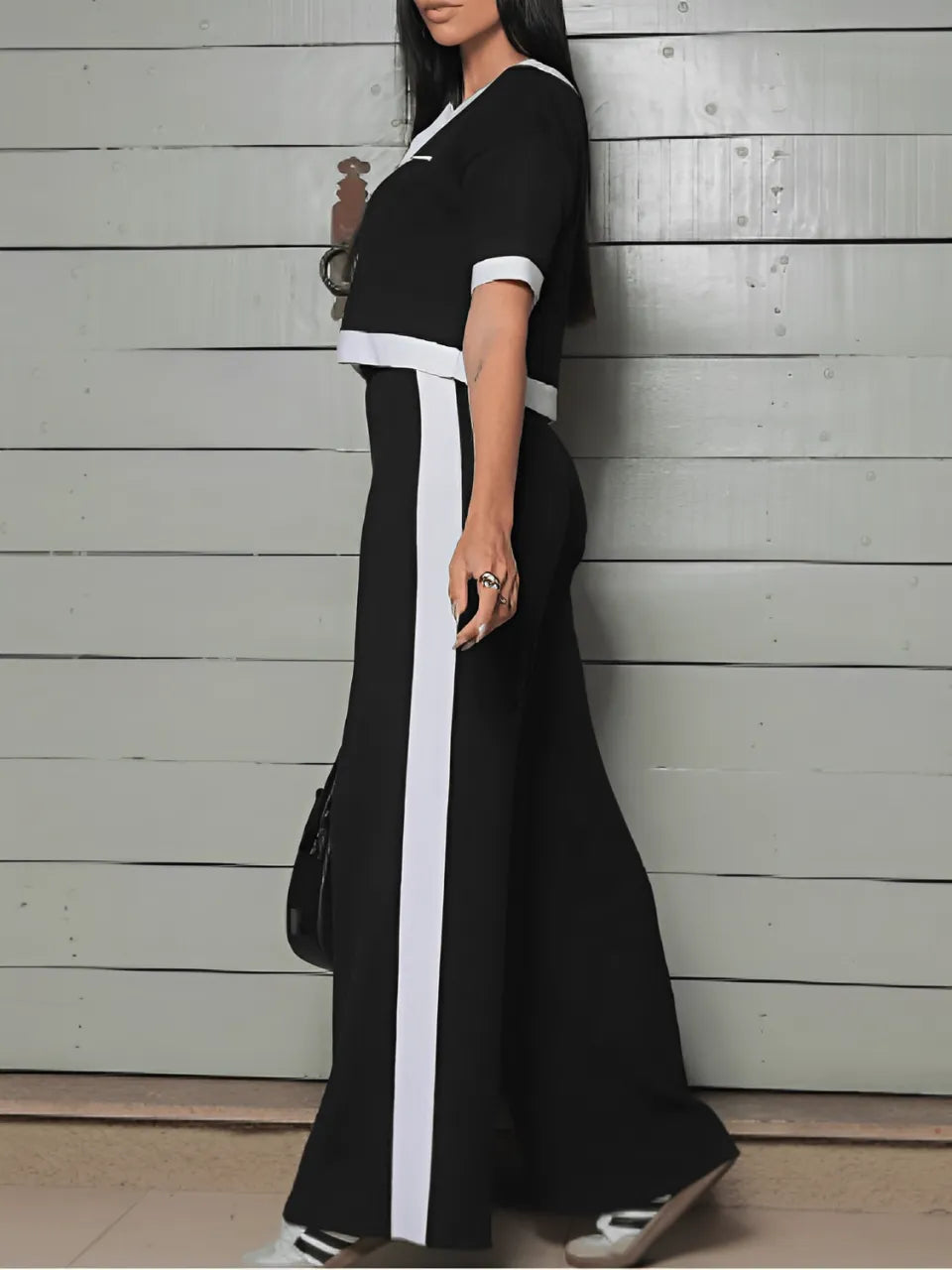 Buttoned Cropped Blouse and High-Waist Pants Set – Victoria