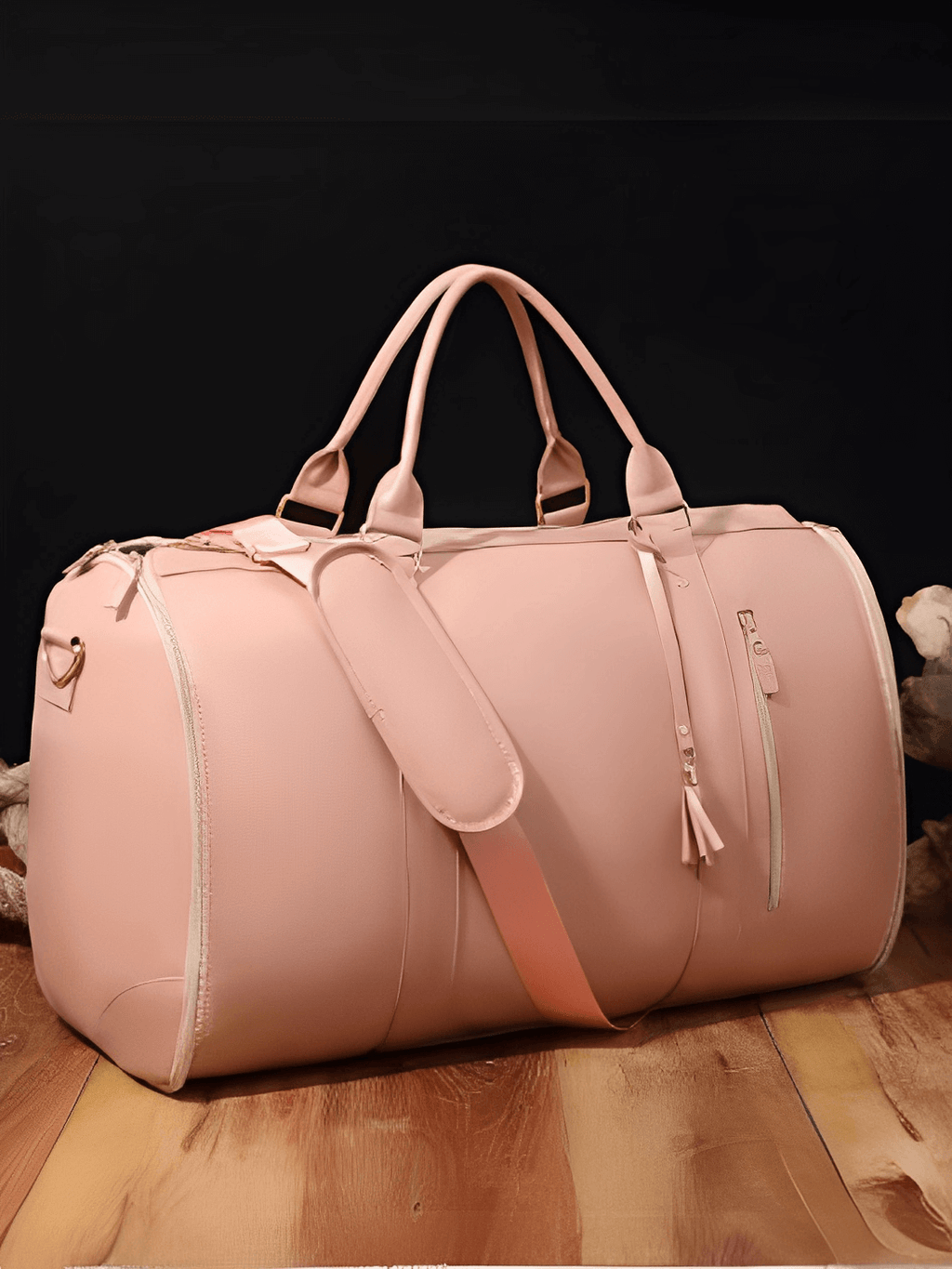 Foldable Women’s PU Leather Travel Bag with Multifunction Storage – Angela